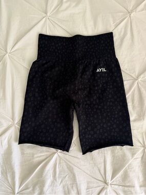 AYBL Black High-Waist Textured Bike Shorts